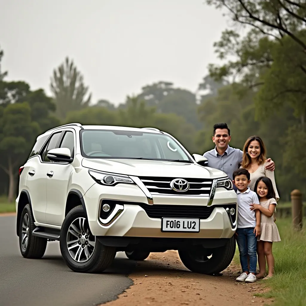 Gia đình bên cạnh chiếc Fortuner 2018 máy dầu