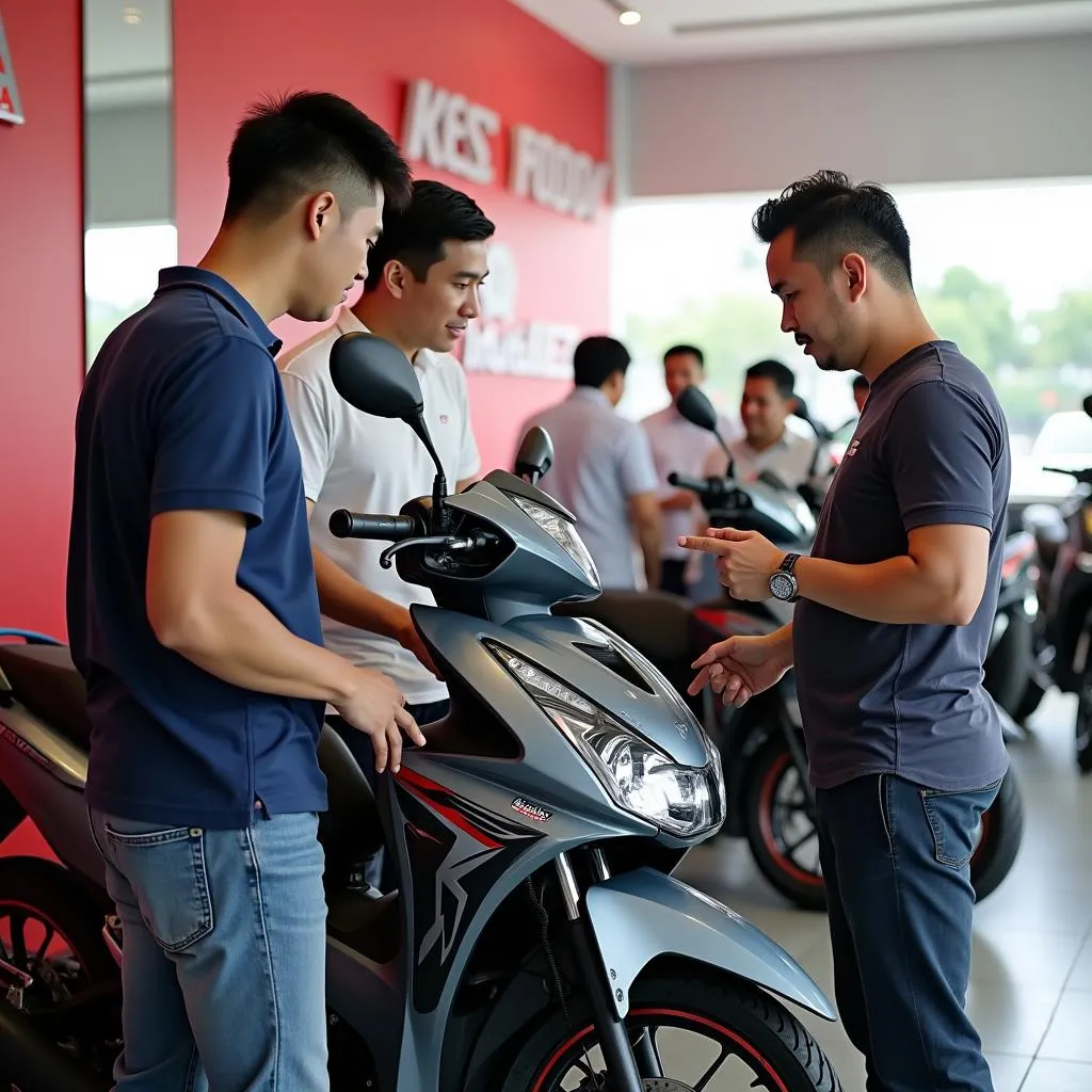 Customers buying Honda motorcycles in Da Nang