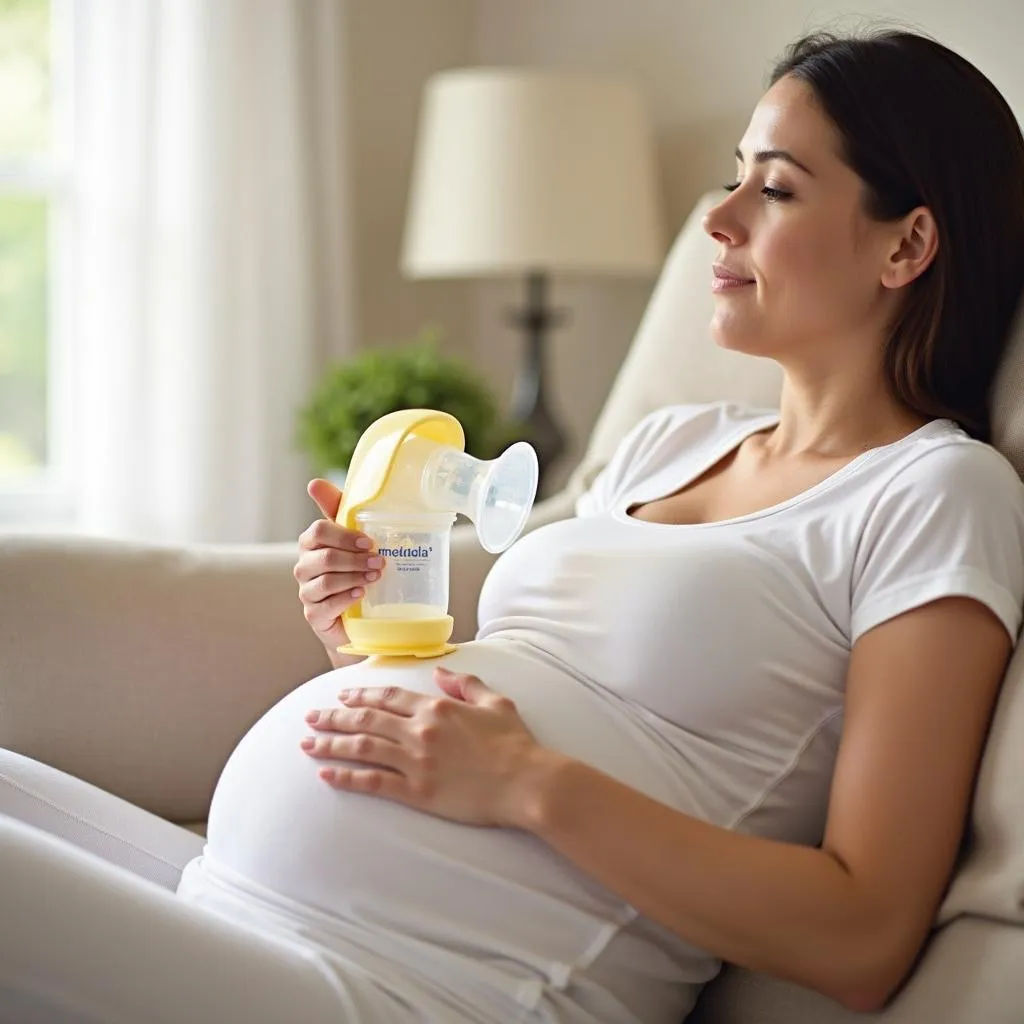 Mẹ bầu sử dụng máy hút sữa Medela Swing