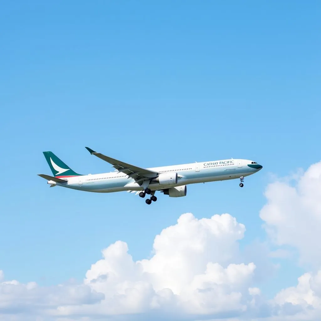 Máy bay Airbus A330 của Cathay Pacific đang bay trên bầu trời