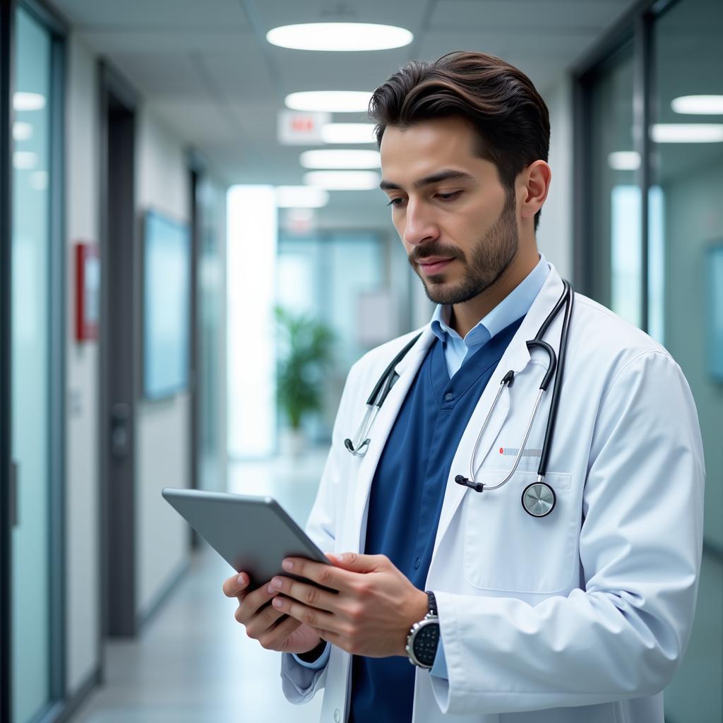 Doctor Using Tablet