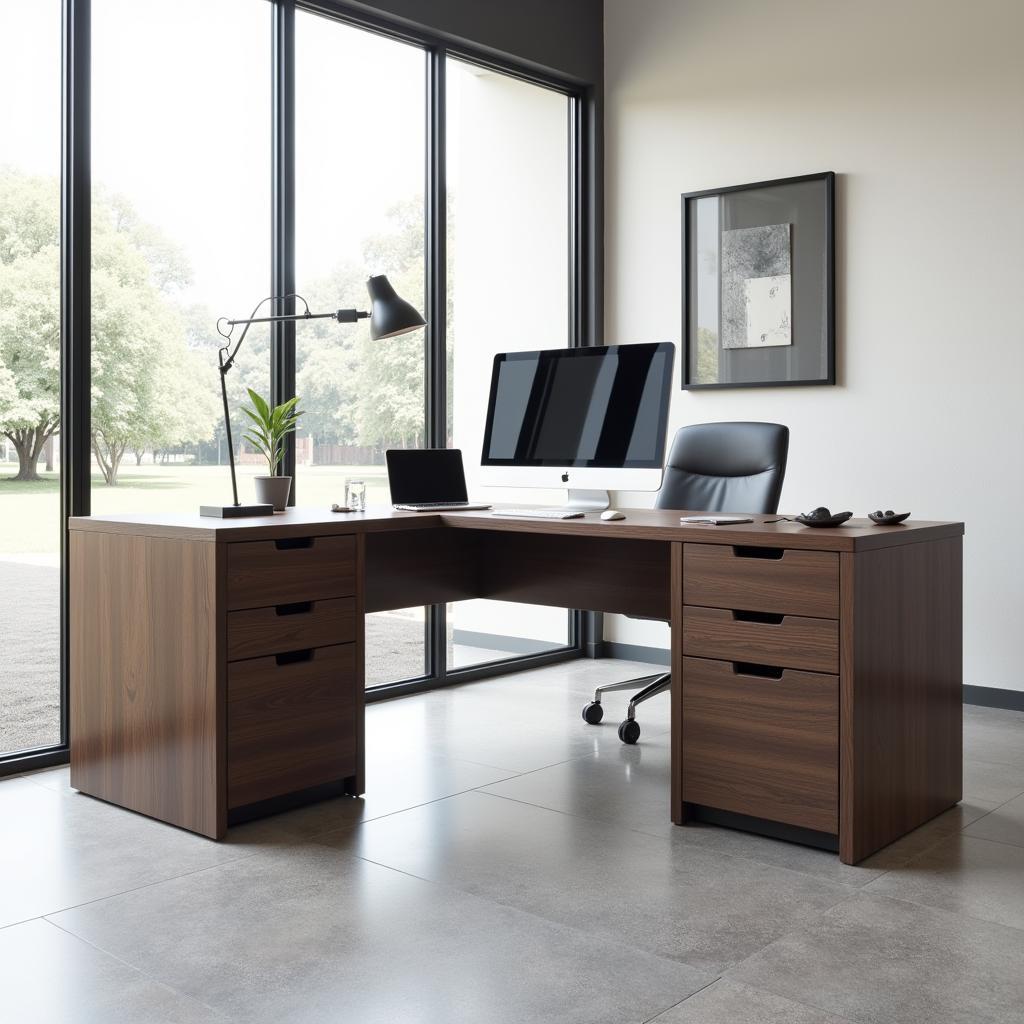 Modern L-shaped computer desk