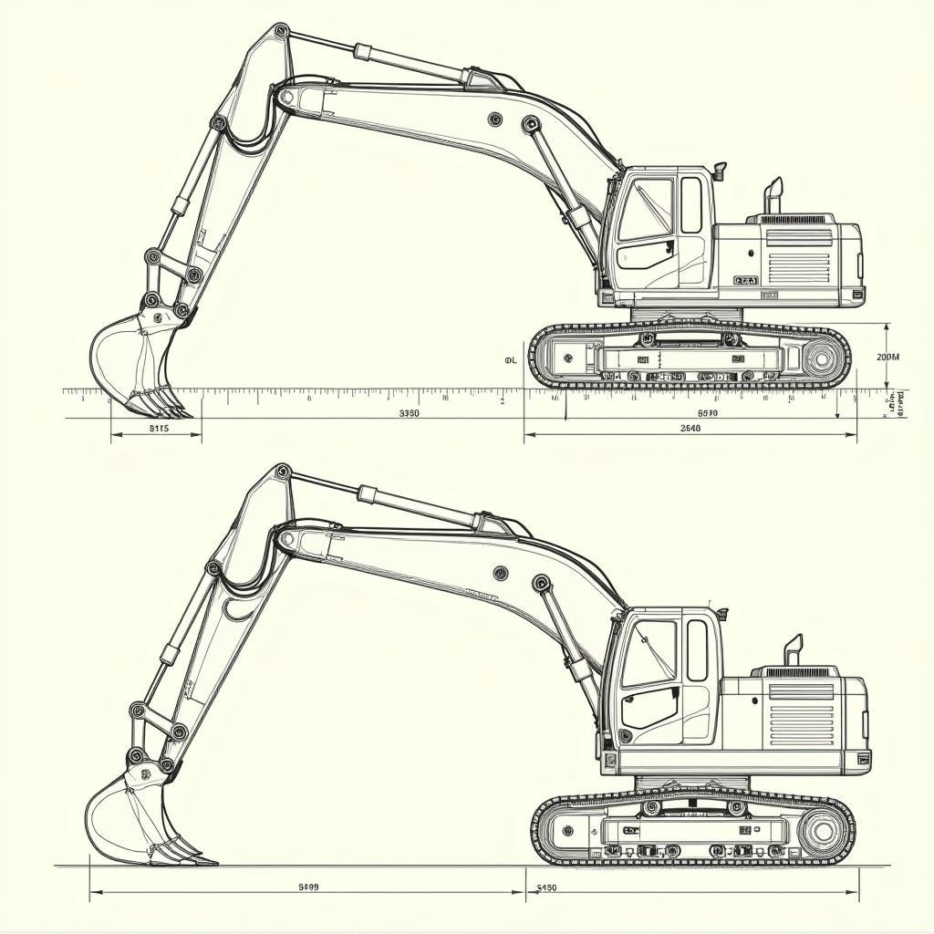 Bản vẽ kỹ thuật chi tiết máy xúc