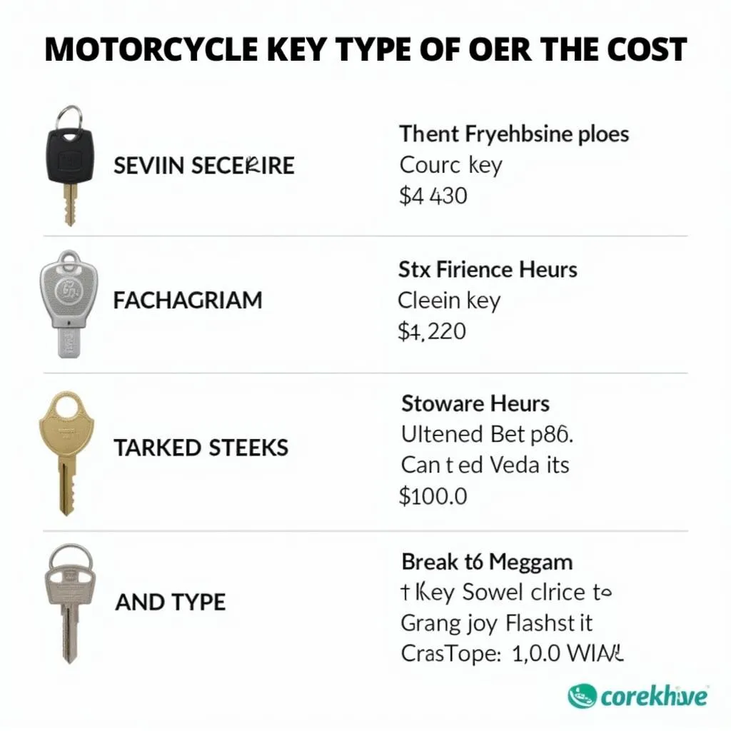 Price list for motorcycle key duplication