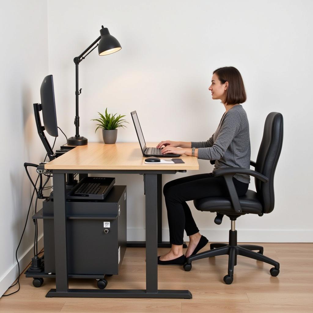 Ergonomic setup for L-shaped desk