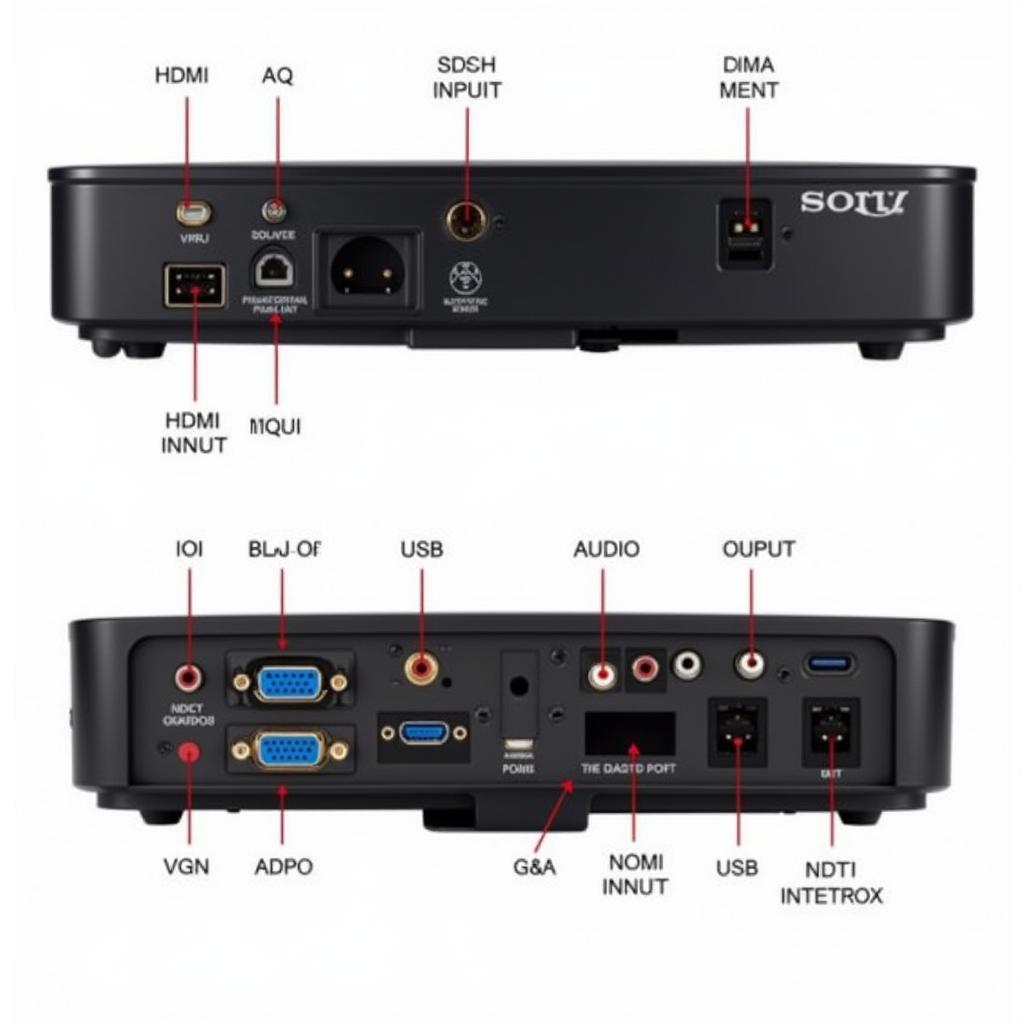 Various connection ports on the back of Sony VPL-DX11 projector