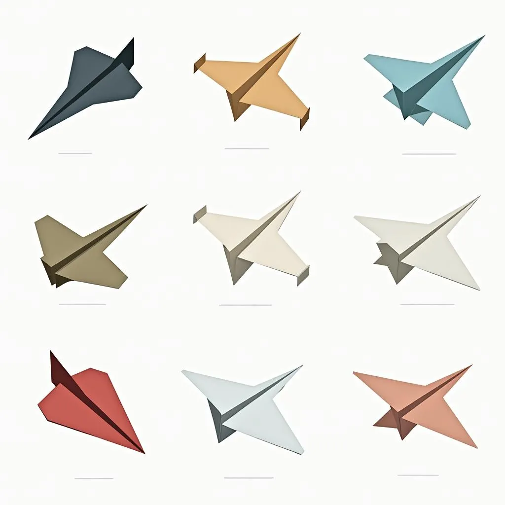 Different types of paper airplanes