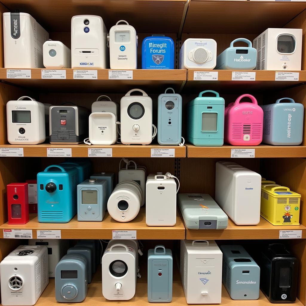 Different types of insect repellent devices on display