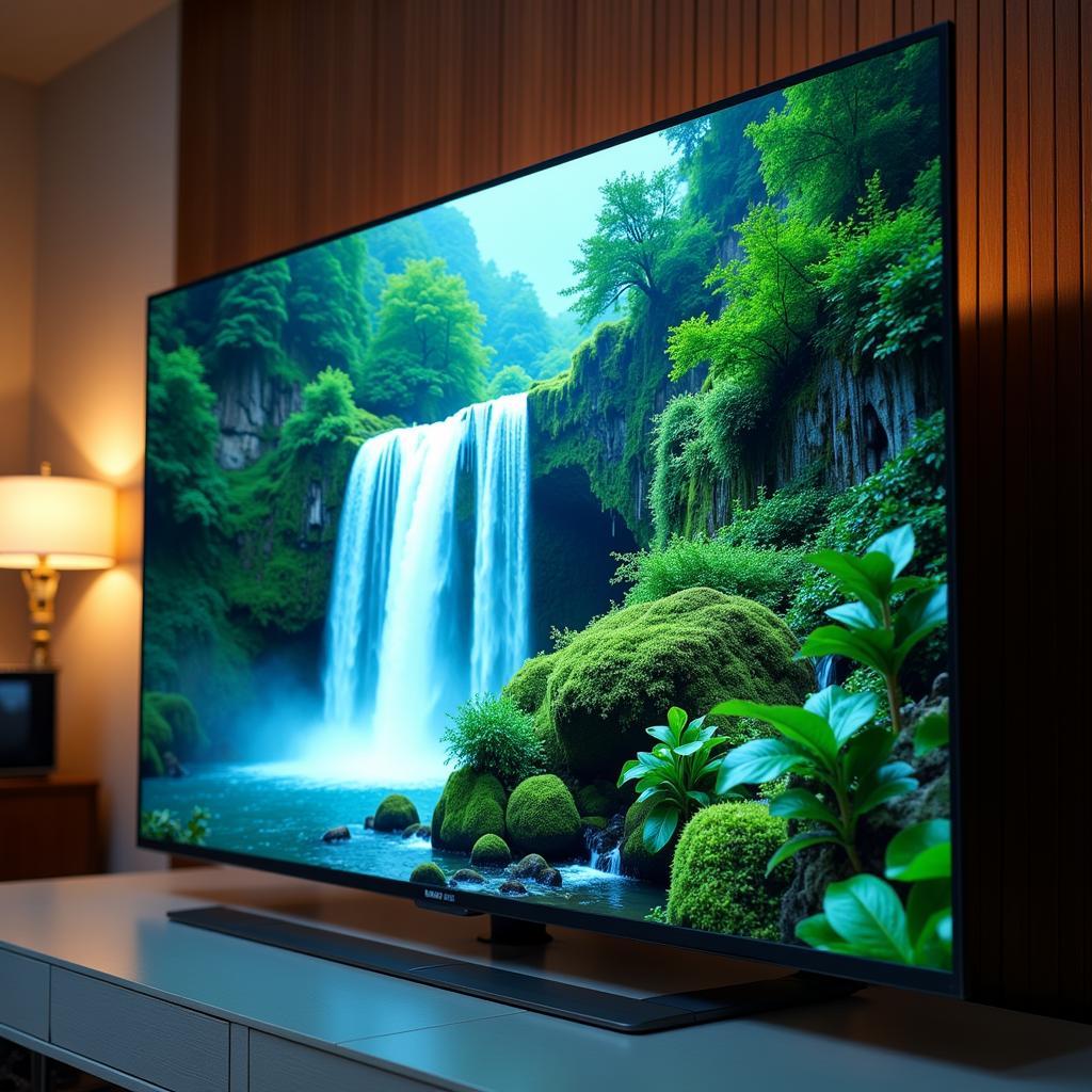 Hình ảnh cận cảnh màn hình tivi 100 inch với công nghệ hiển thị sắc nét