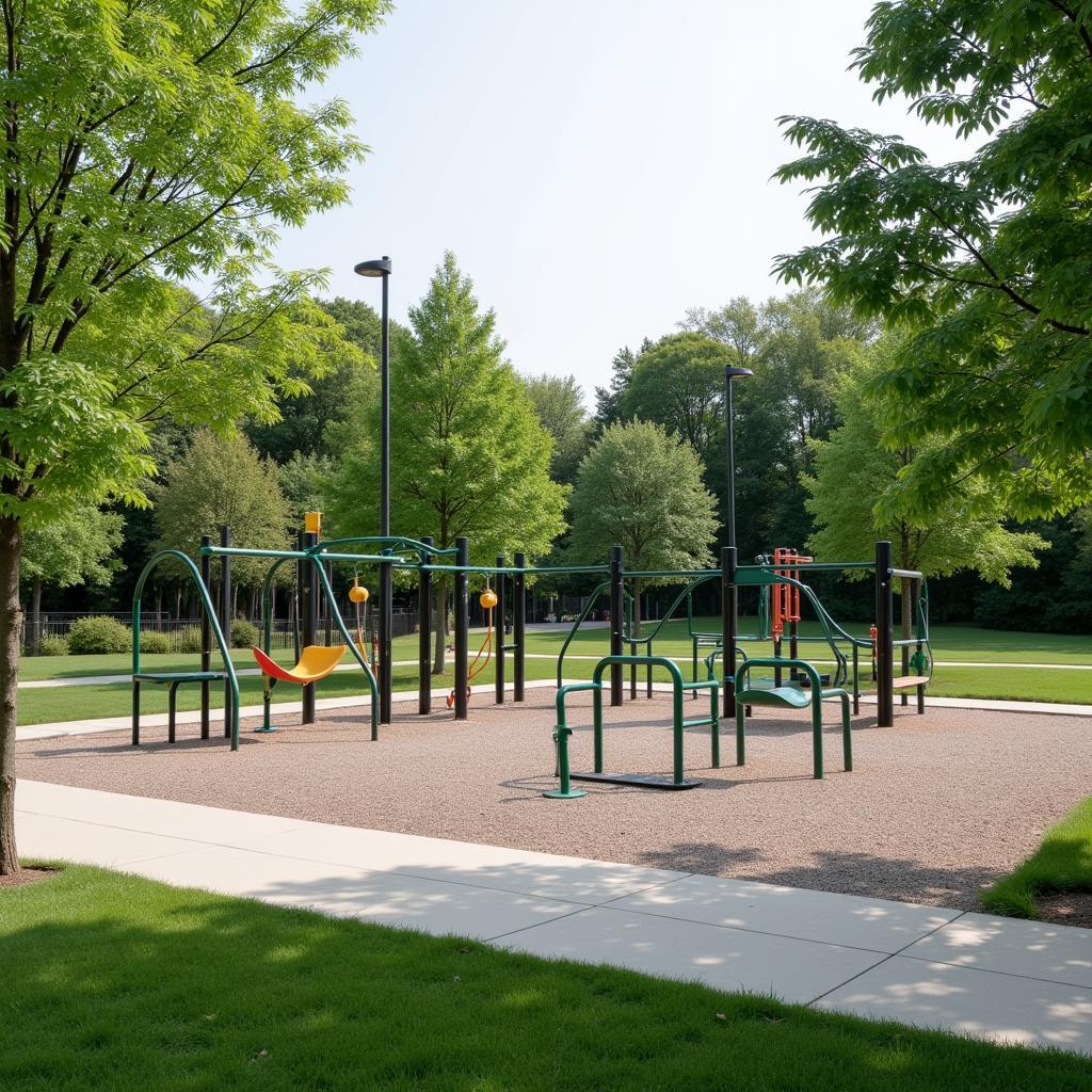 Modern Park with Fitness Area