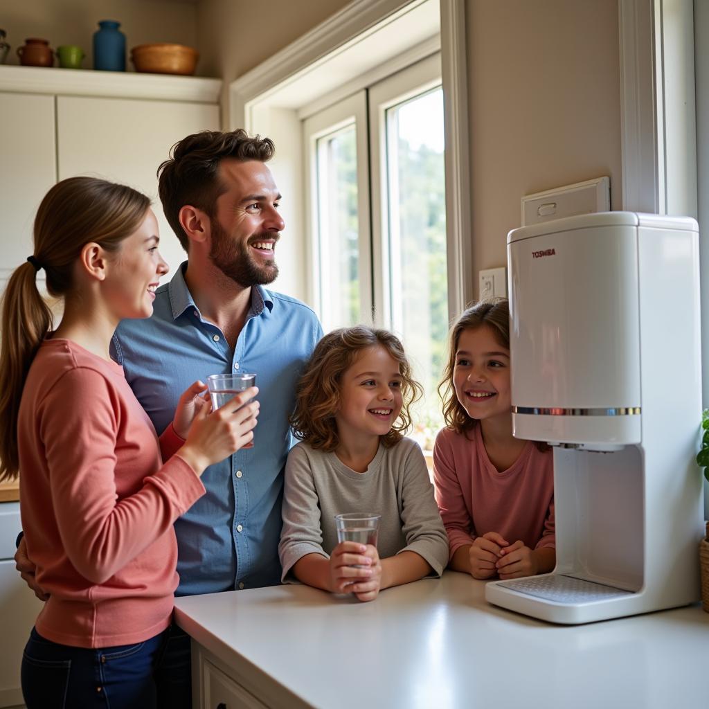 Family Using Toshiba Water Purifier