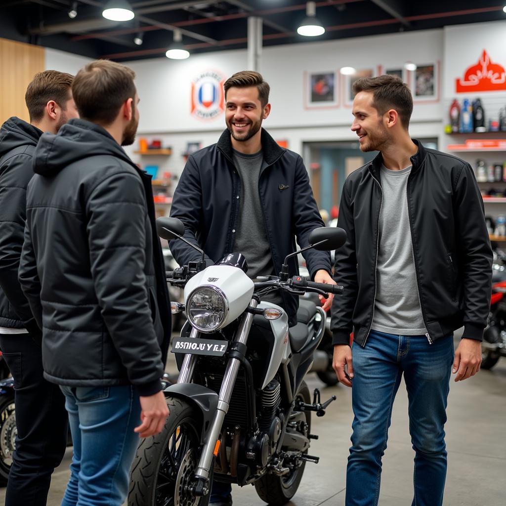 Customers buying motorcycles in Ben Luc