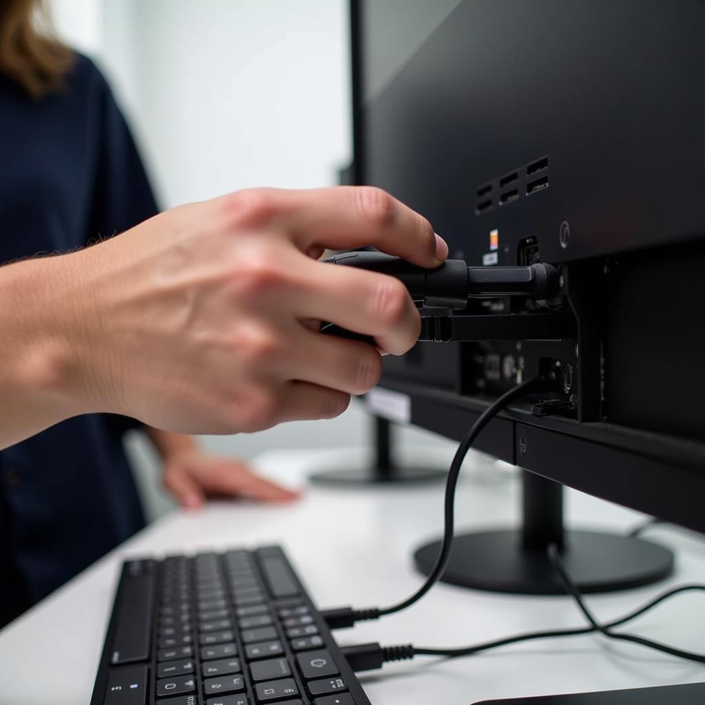 Checking the connection cables of a computer monitor