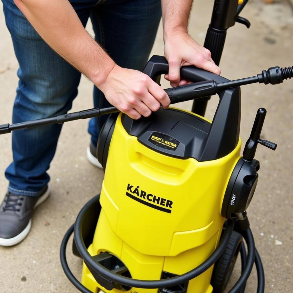 Kiểm tra máy rửa xe Karcher hàng bãi