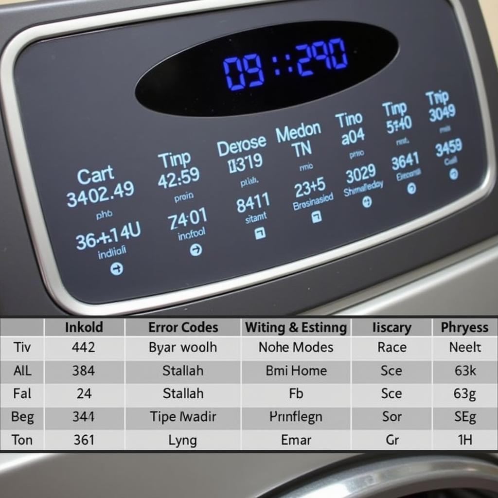 Hình ảnh bảng mã lỗi máy giặt Samsung và cách khắc phục