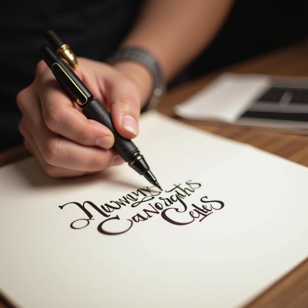 Luyện chữ calligraphy với bút máy