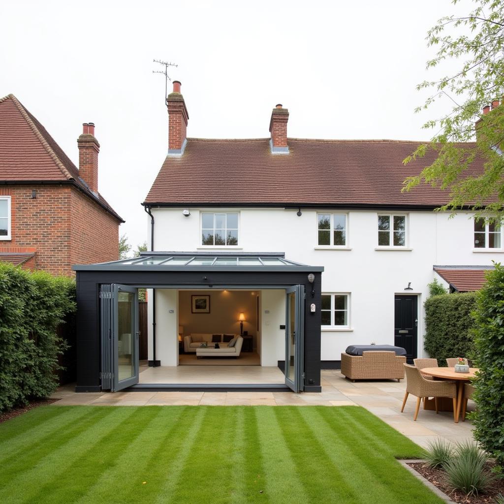 Renovated house with a flat roof extension