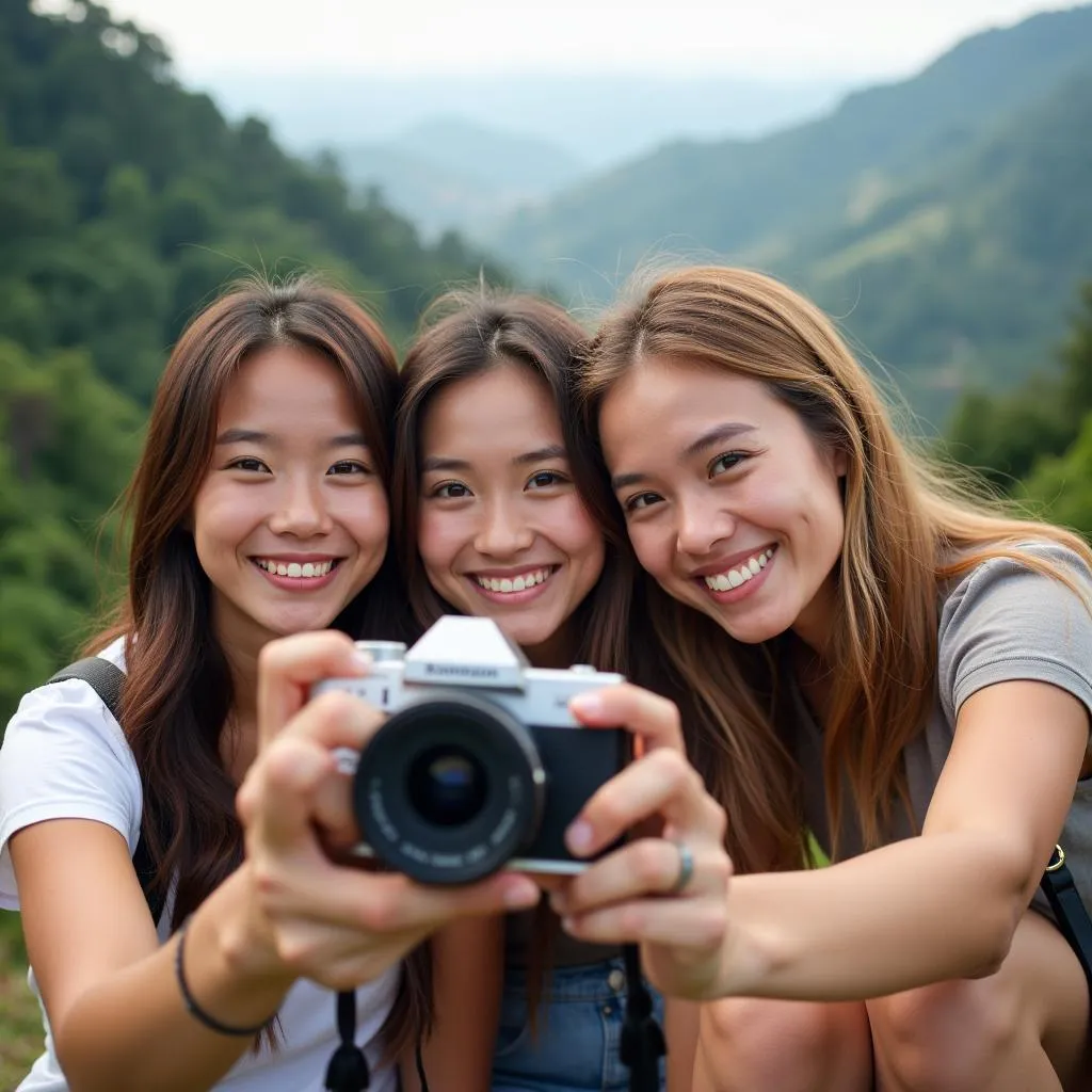 Chụp ảnh selfie với máy ảnh du lịch tại Đà Lạt