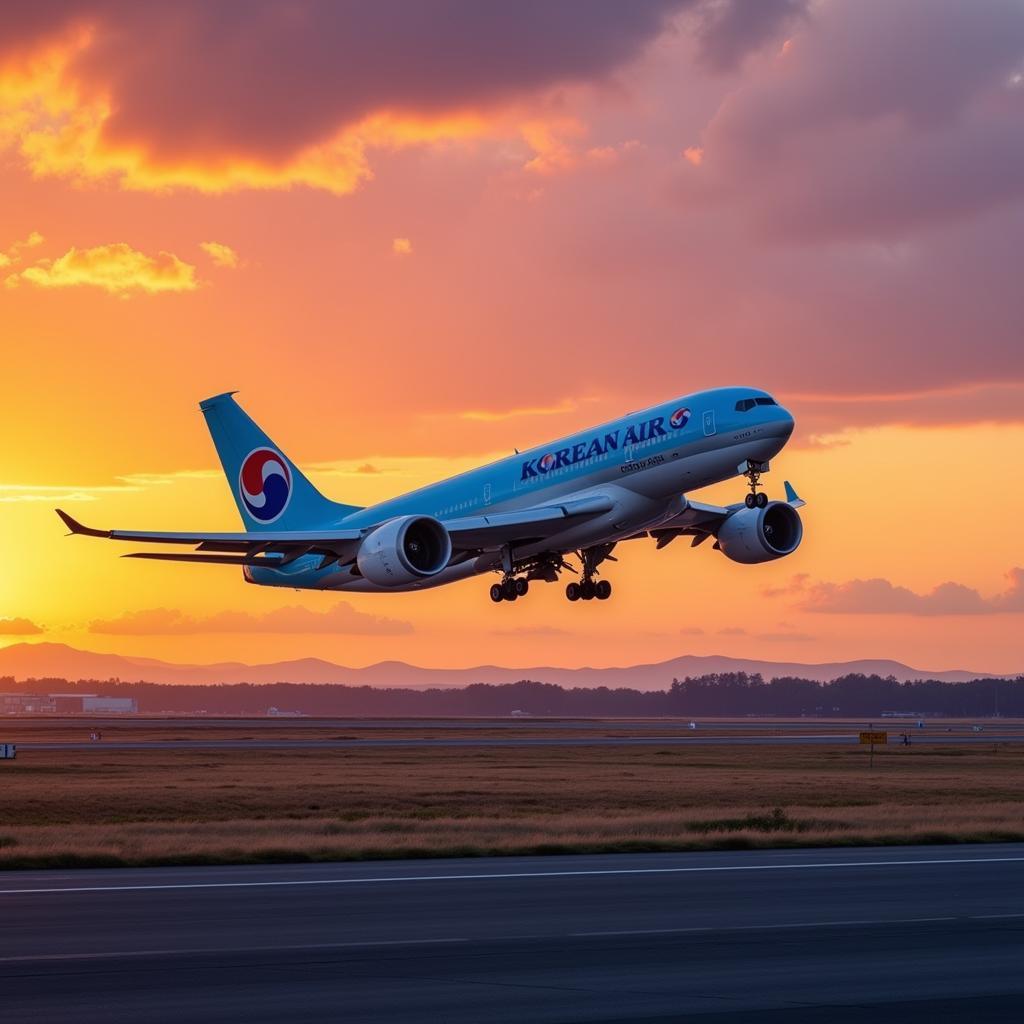 Korean Air airplane taking off