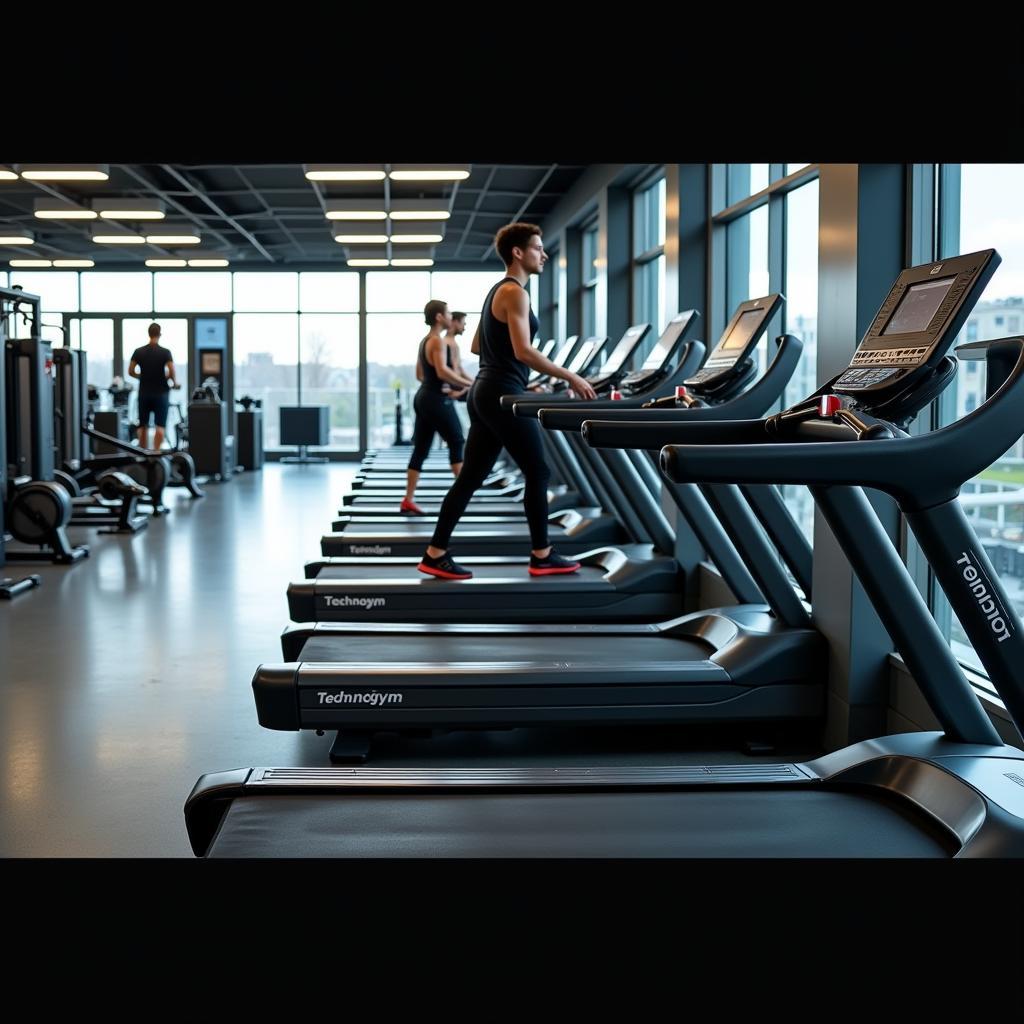 Máy chạy bộ Technogym trong phòng gym