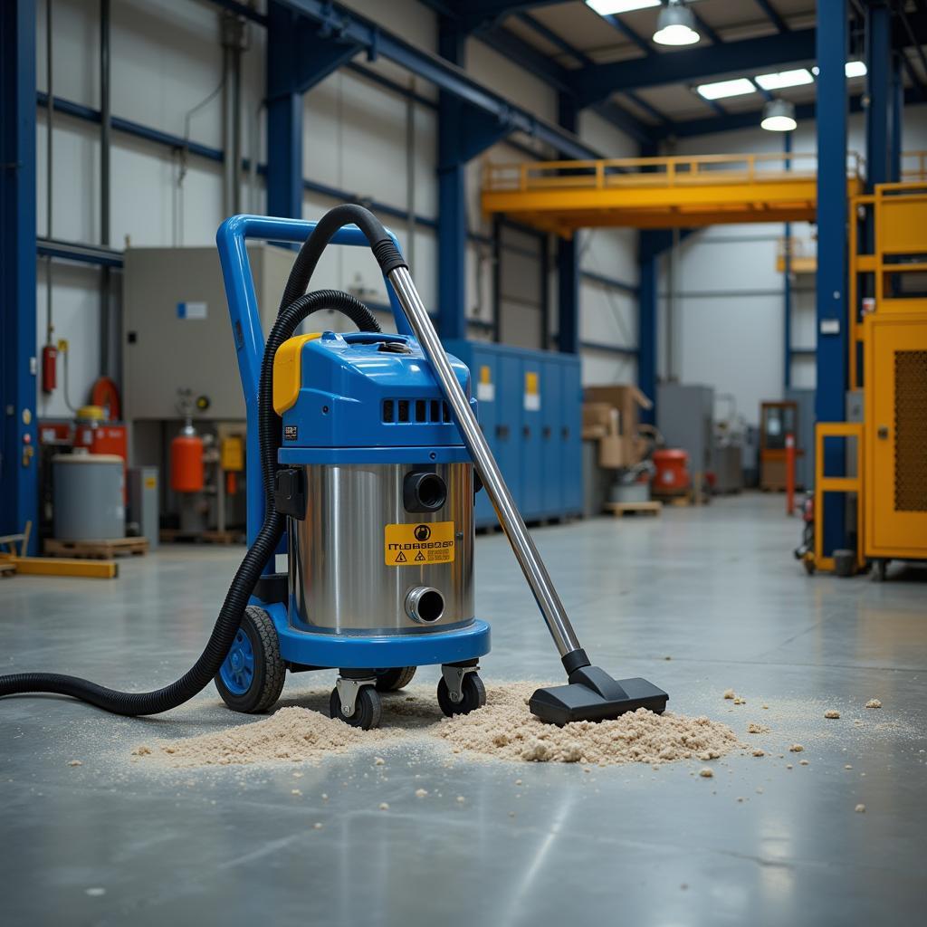 Industrial vacuum cleaner cleaning factory floor