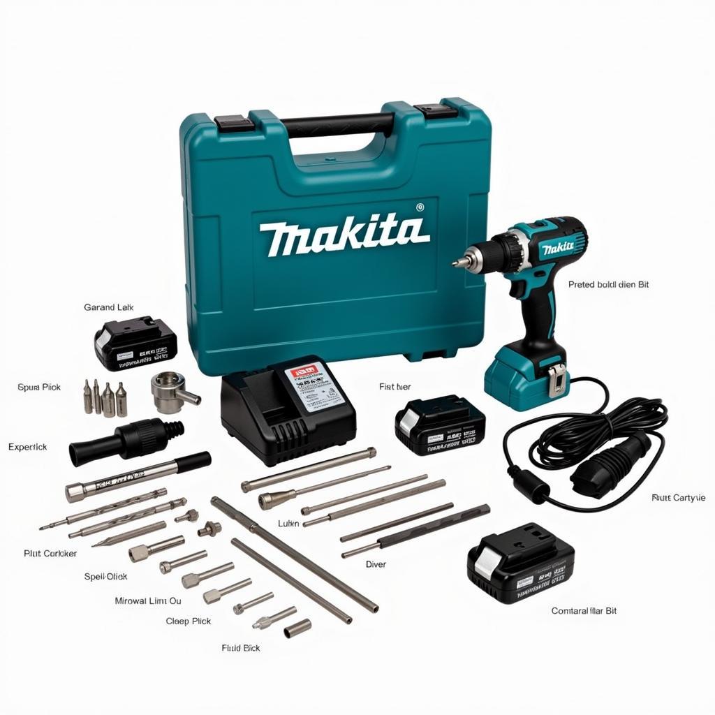 Máy khoan pin Makita 12V phụ kiện