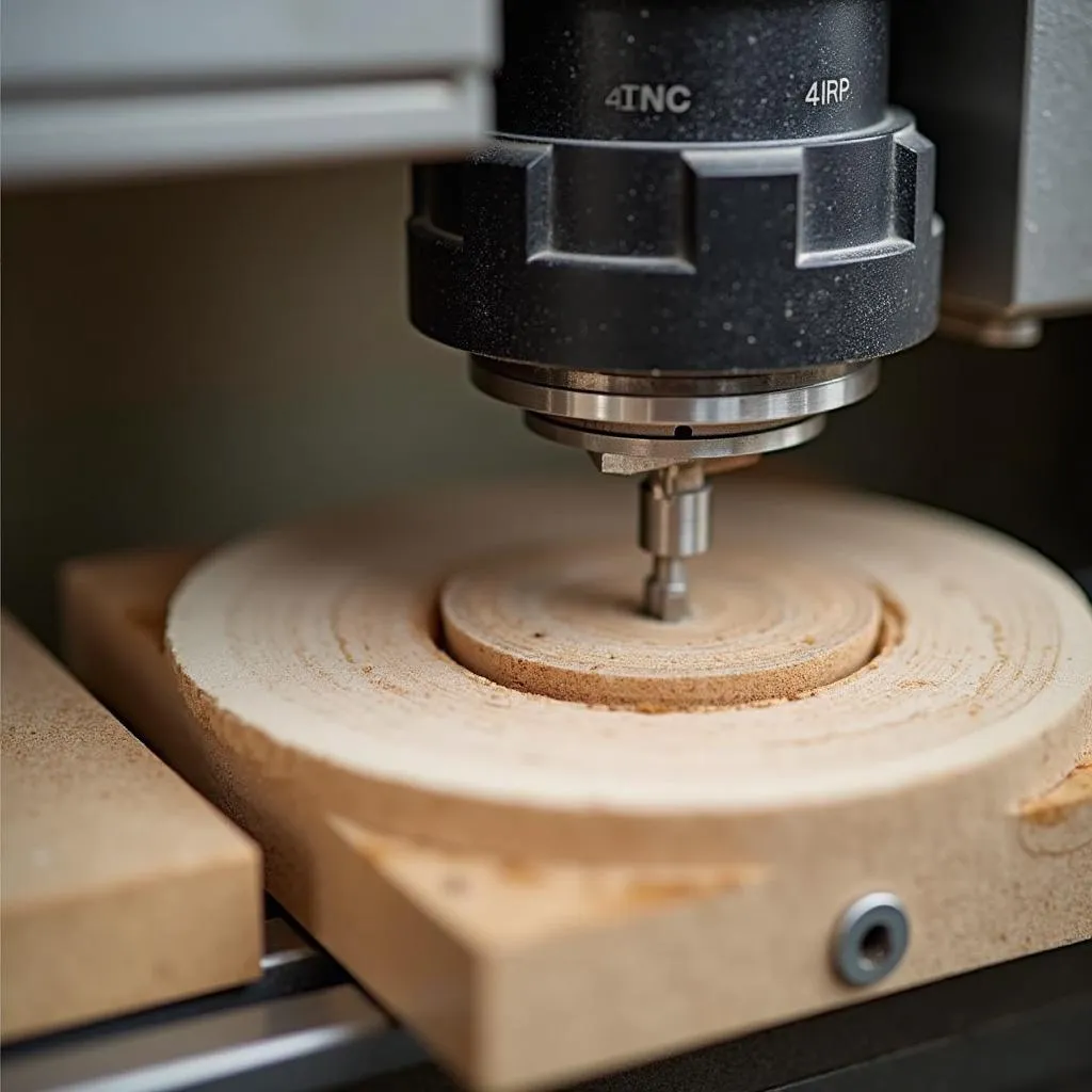 Máy tiện gỗ CNC đang hoạt động