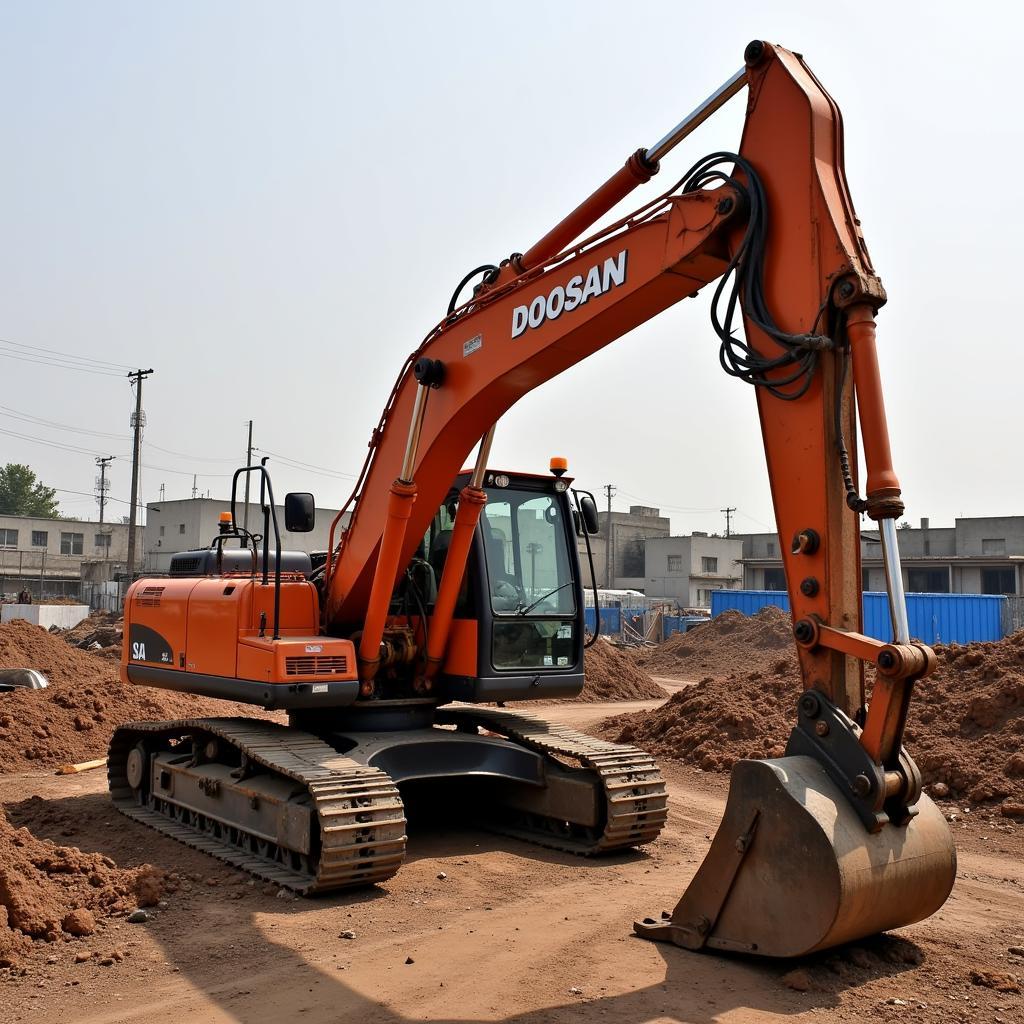 Máy xúc Doosan 55W cũ đang hoạt động