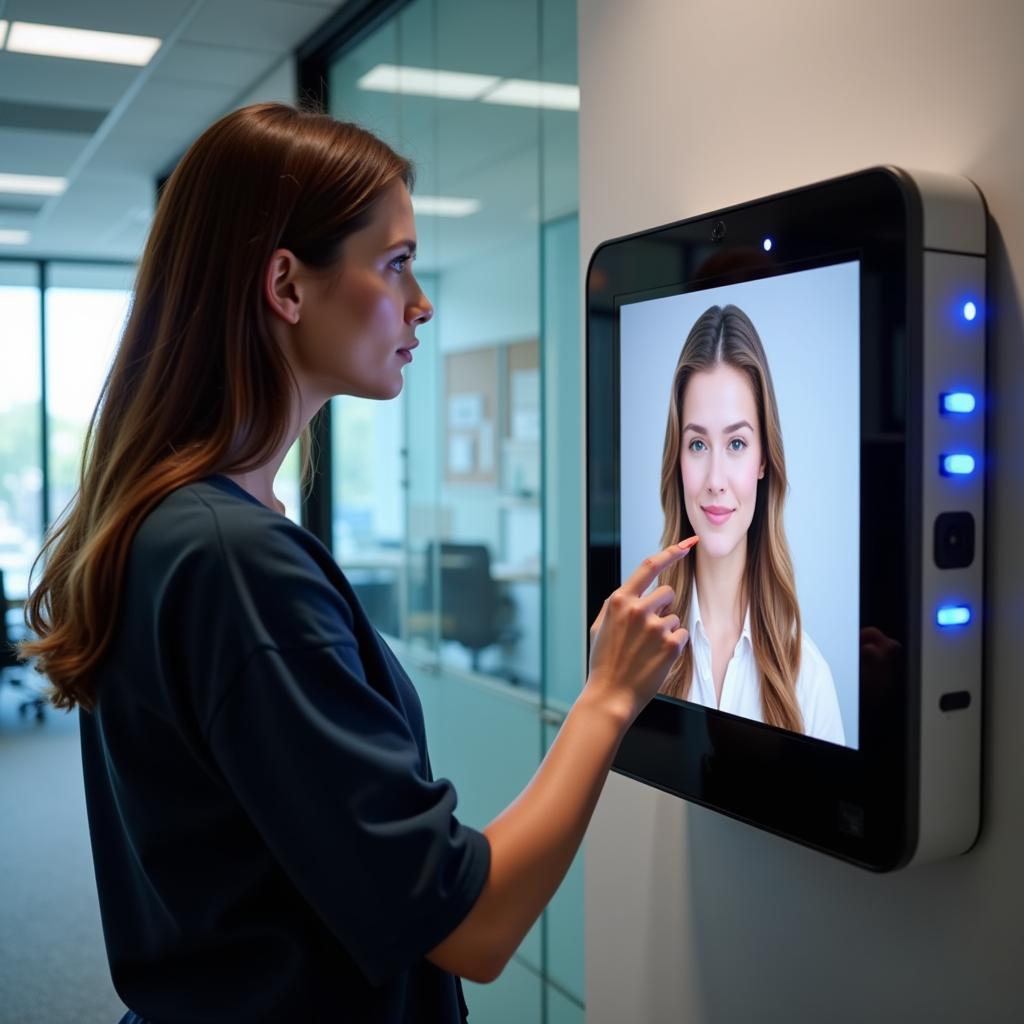 Employee Using Facial Recognition Time Attendance