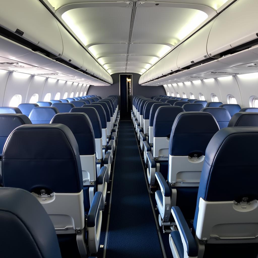 Empty airplane interior