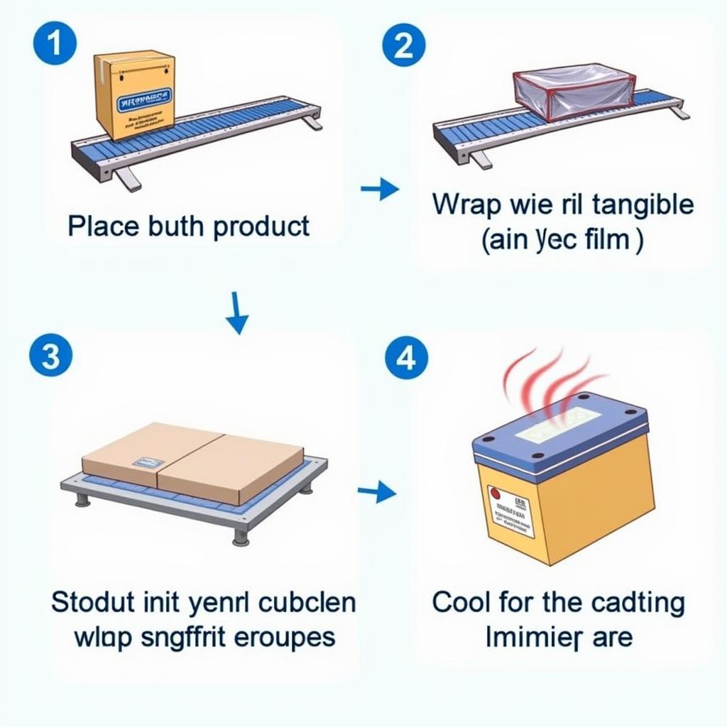 Quy trình vận hành máy co màng nhiệt từ đặt sản phẩm lên băng tải đến làm mát sản phẩm