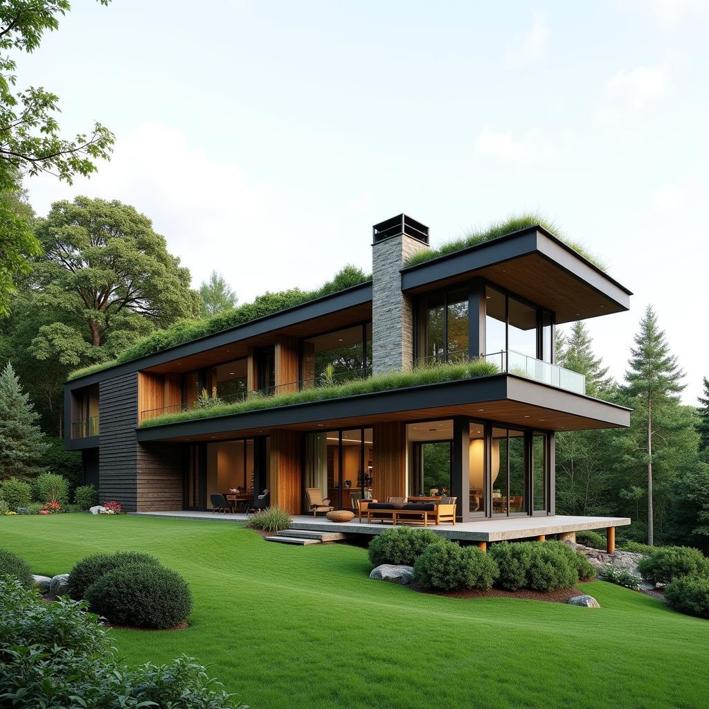 Modern House with Green Roof