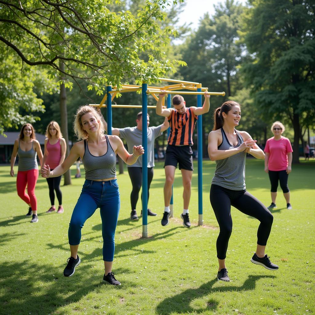 Outdoor fitness equipment workout