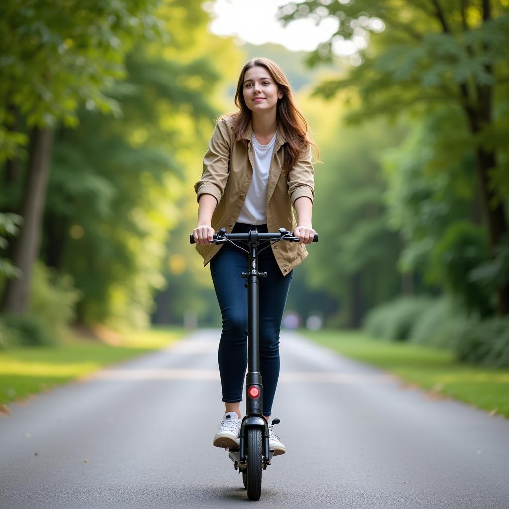 Electric scooter running smoothly on the road