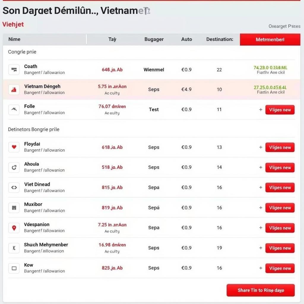 Bảng giá vé máy bay nội địa Vietjet Air