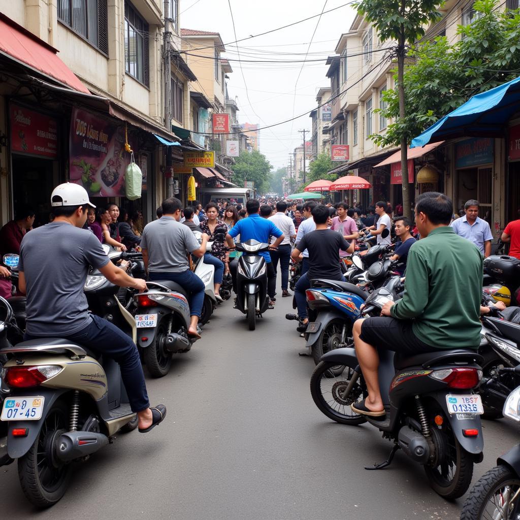 Mua bán xe máy sôi động tại chợ Chùa Hà