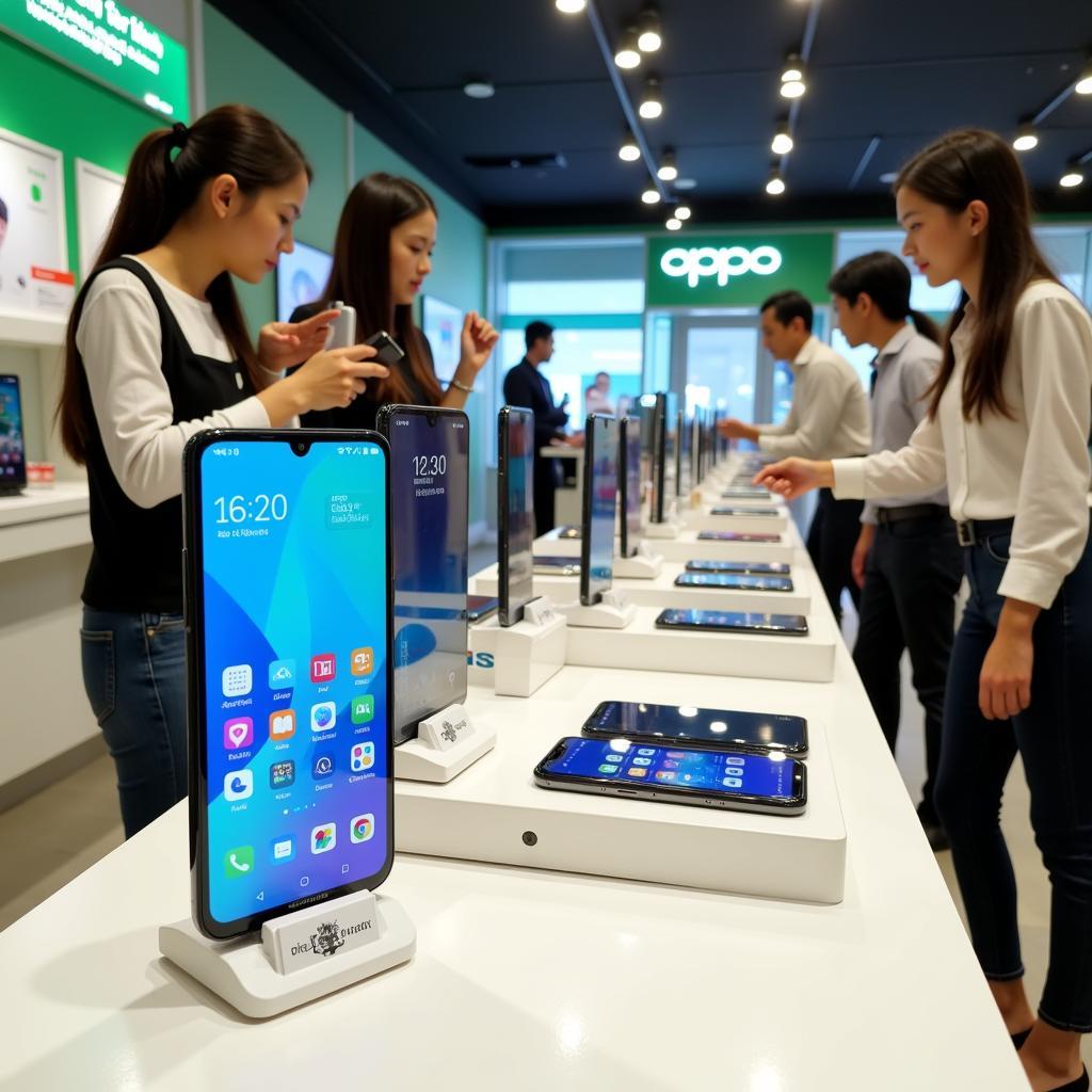 Điện thoại OPPO trưng bày tại Điện Máy Xanh