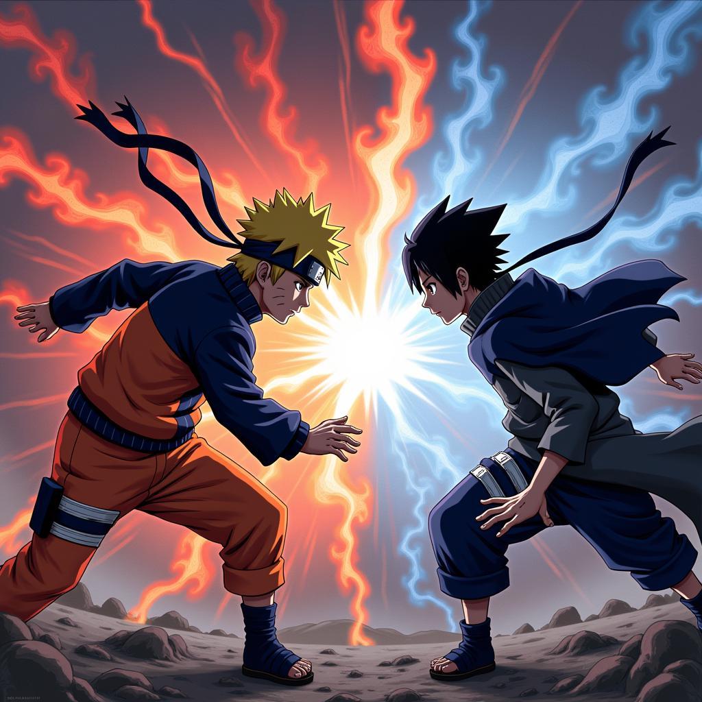 Hình nền máy tính Naruto vs Sasuke 4K cực chất