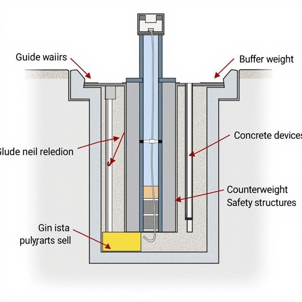 Các bộ phận quan trọng trong hố pit thang máy