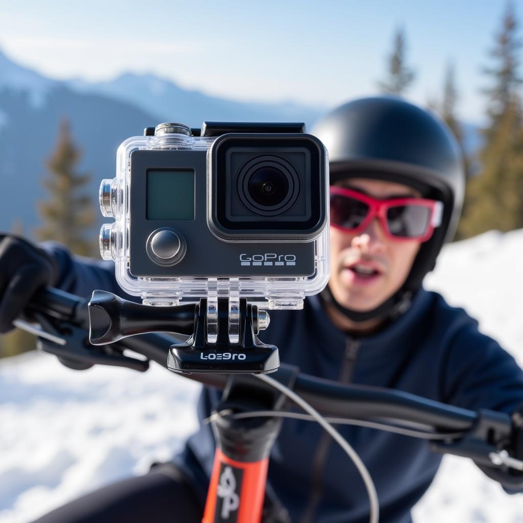 Máy quay GoPro trên mũ bảo hiểm