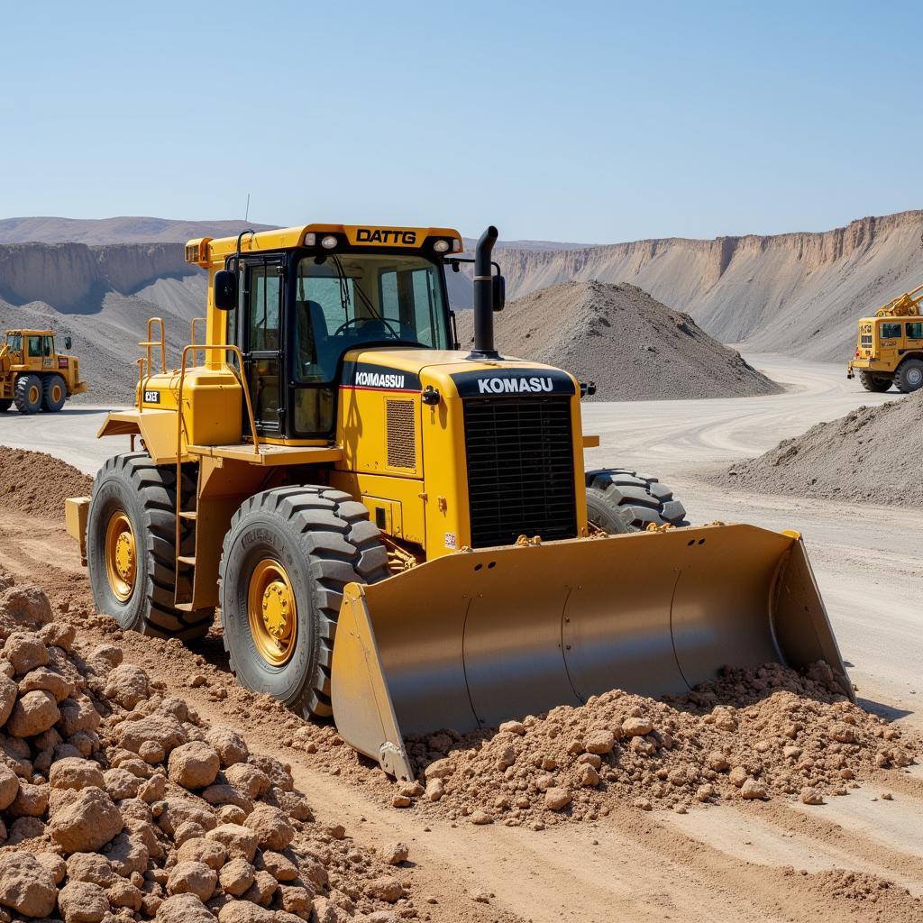 Máy ủi Komatsu cỡ lớn đang khai thác mỏ