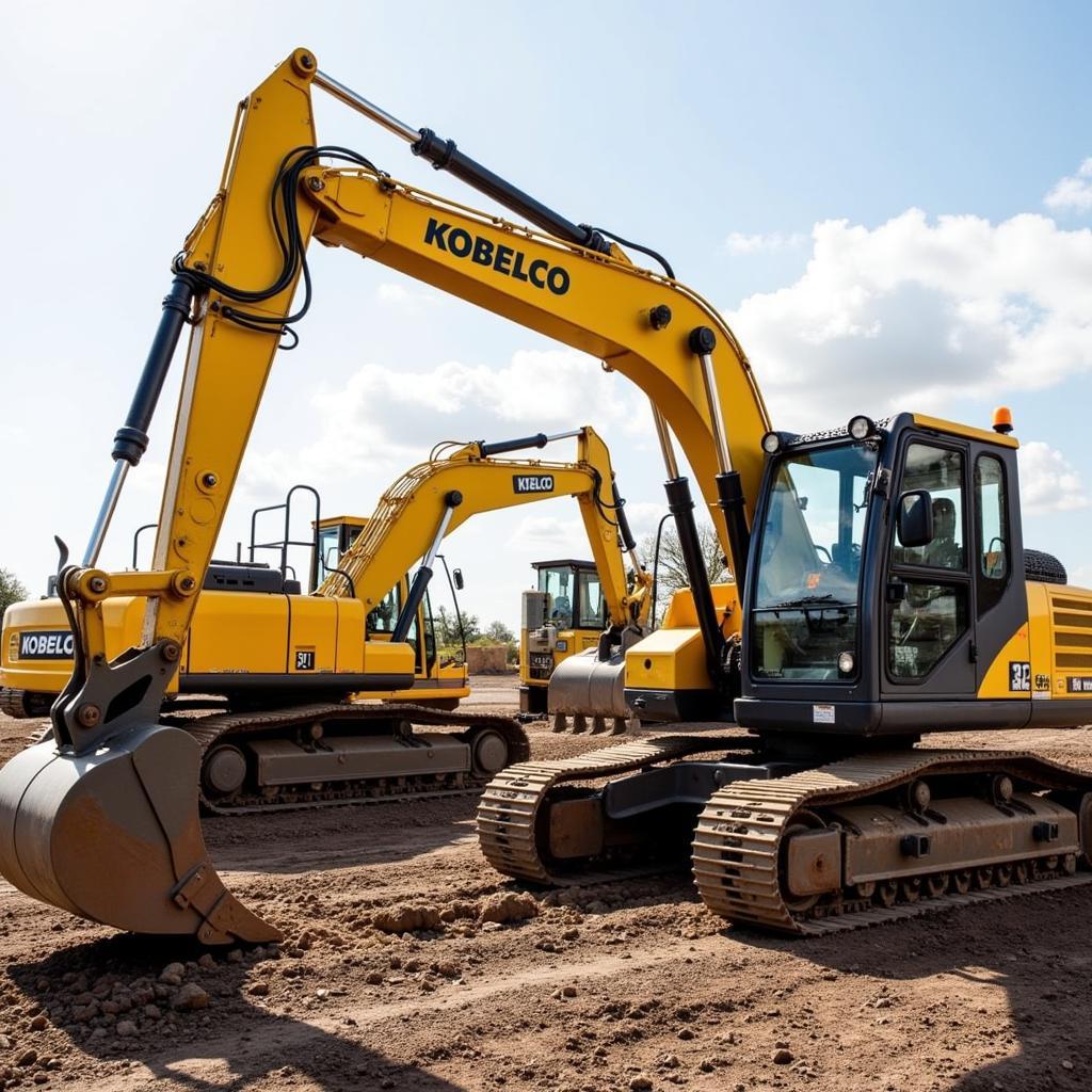 Máy xúc Kobelco SK200 đang hoạt động