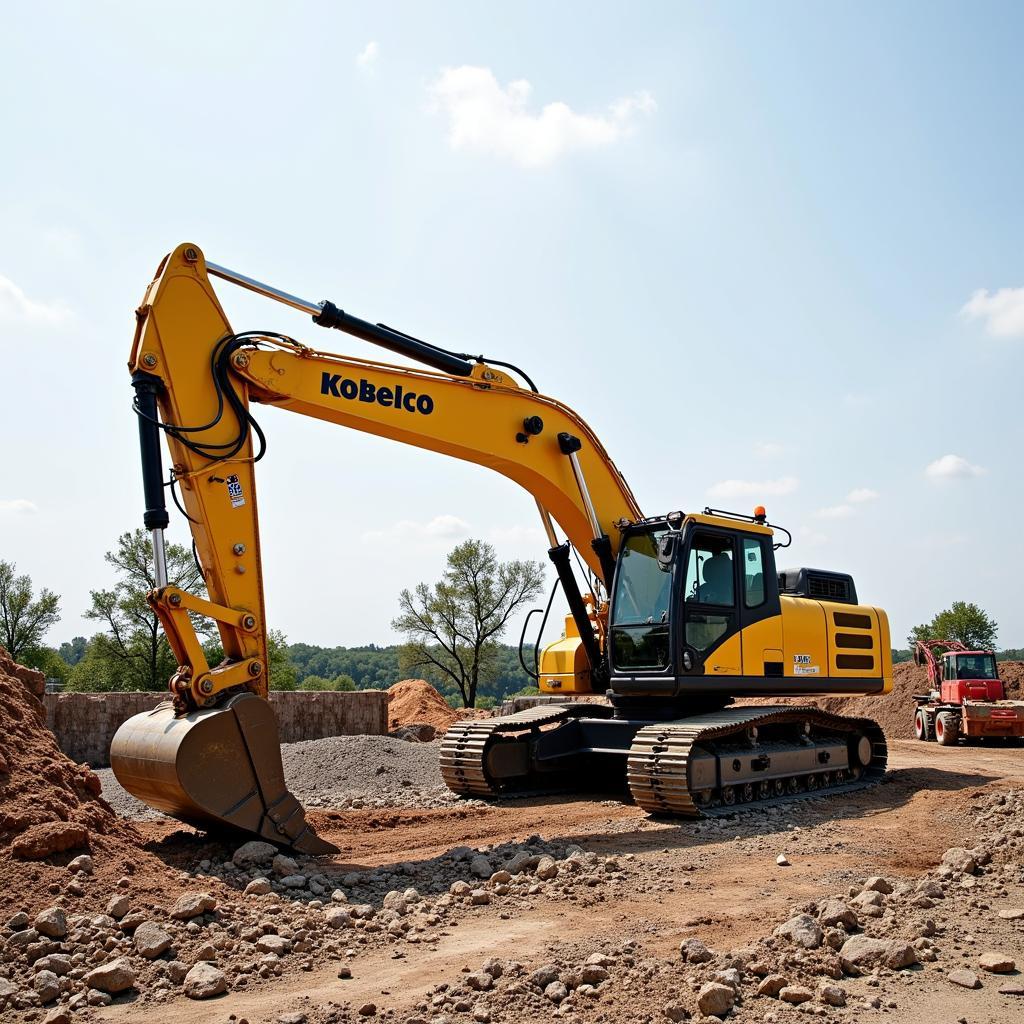 Máy xúc Kobelco SK200 tại công trường