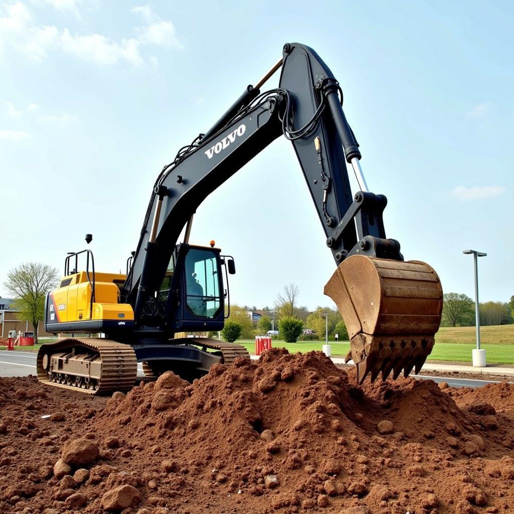 Máy xúc Volvo EC250E đang đào đất