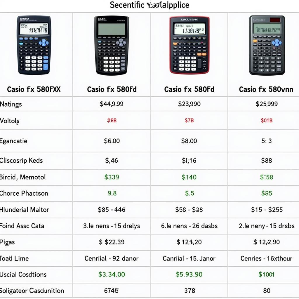 So sánh giá máy tính Casio fx 580vnx với các dòng máy tính khác