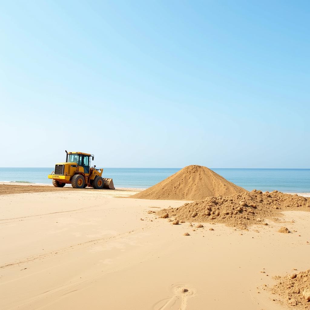 Máy xúc cát trên bãi biển