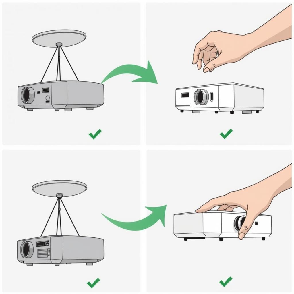 Gắn máy chiếu lên giá treo trên trần nhà