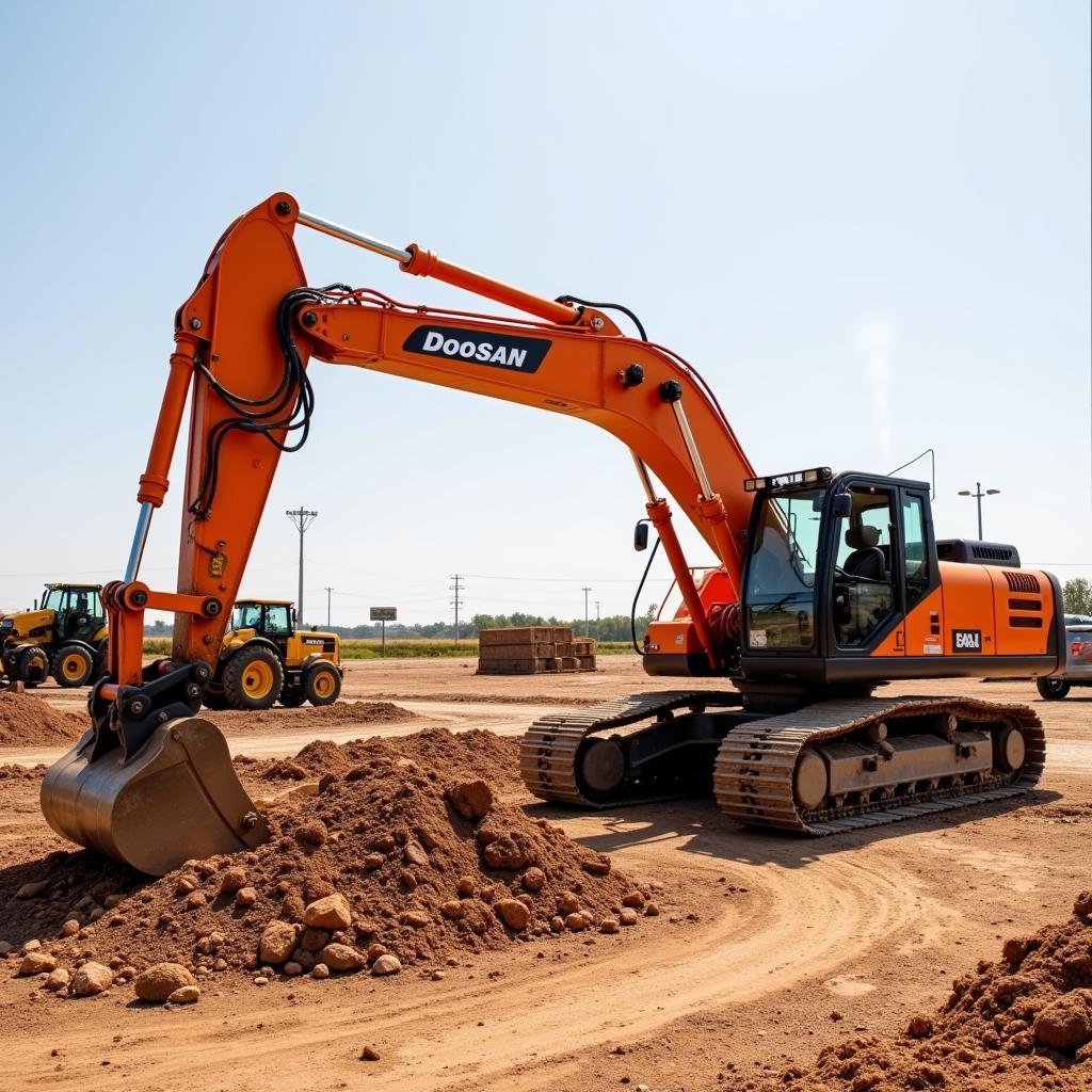 Máy xúc Doosan 140w đang làm việc