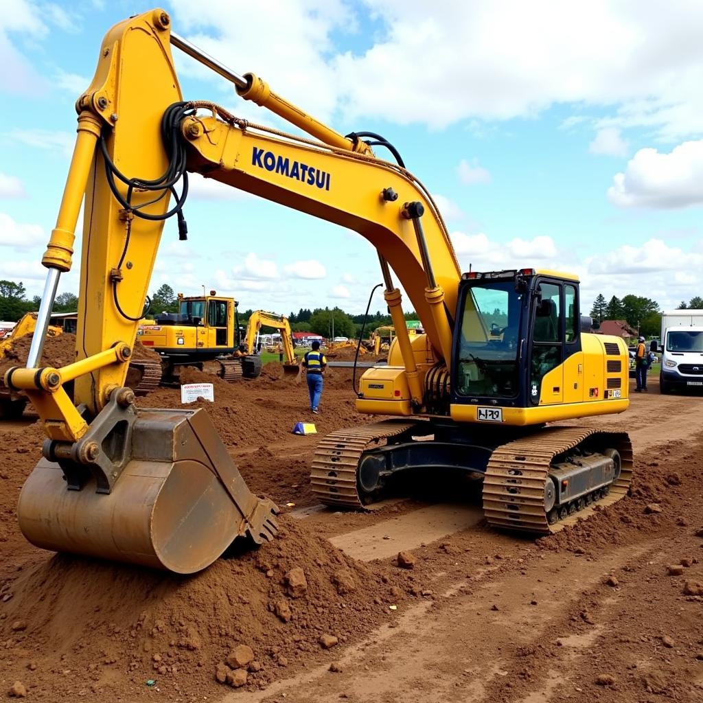 Máy xúc Komatsu 50 đang làm việc tại công trường