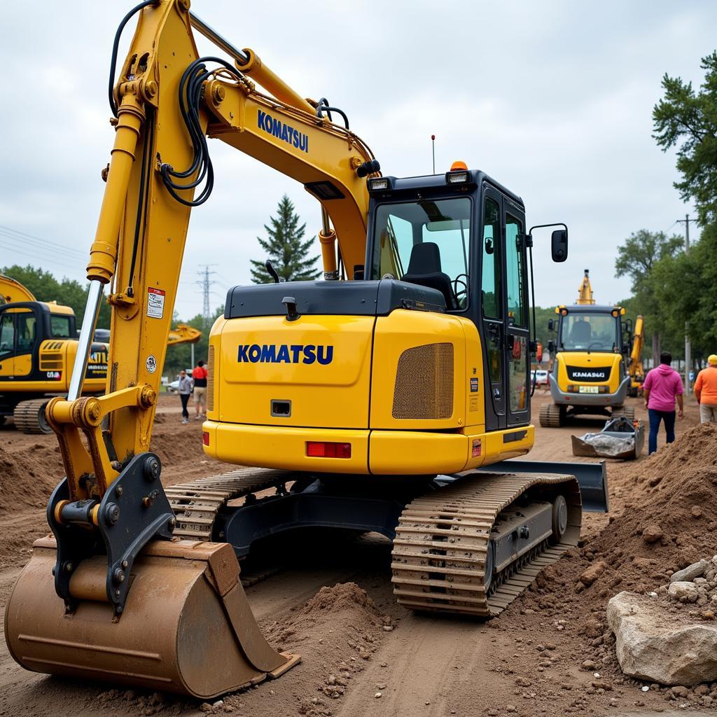 Máy xúc Komatsu 50 trong công trình xây dựng